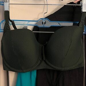 Shade & Shore Dark Green Textured Bra